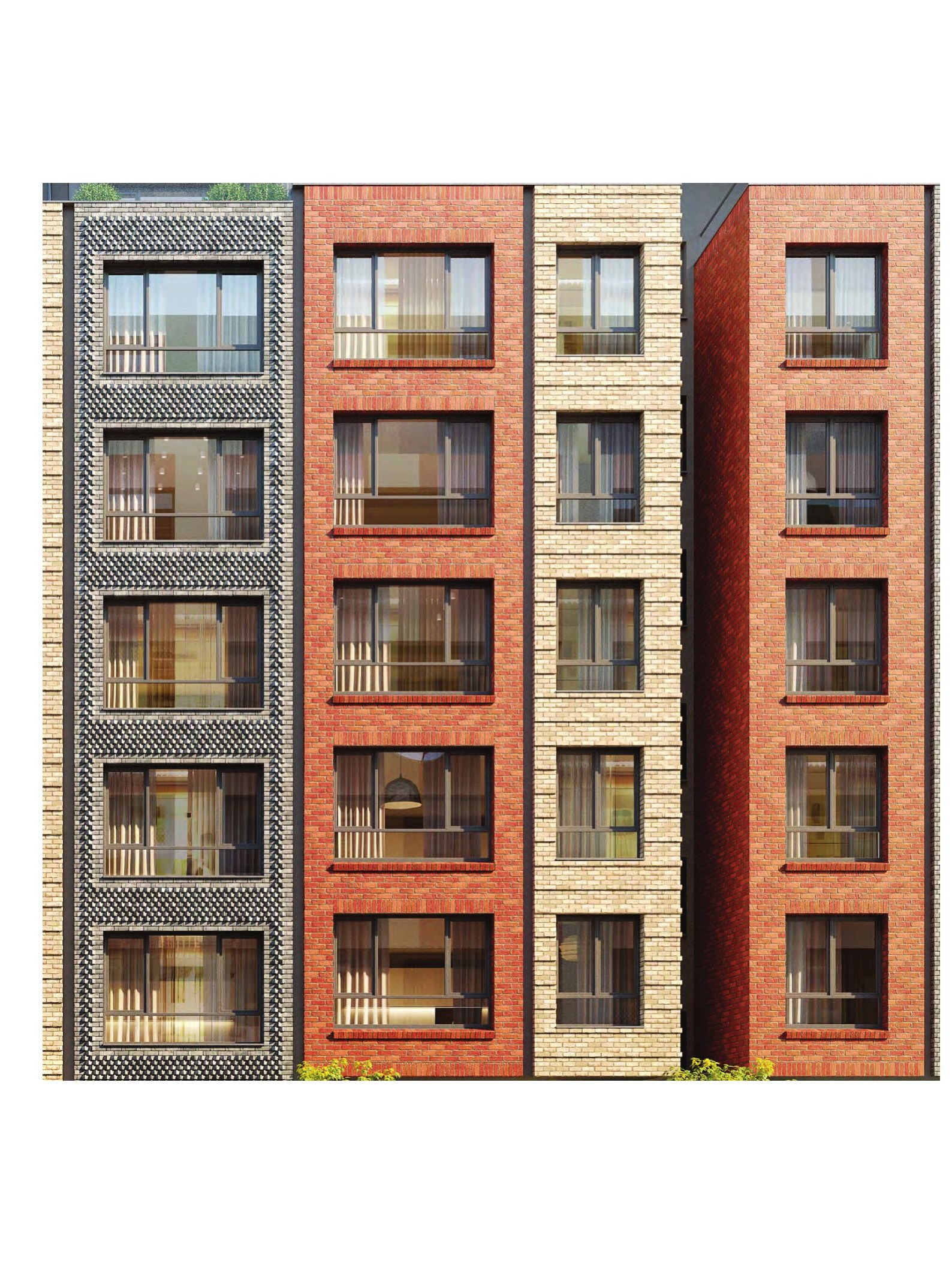 Detail of the brick facade in daylight